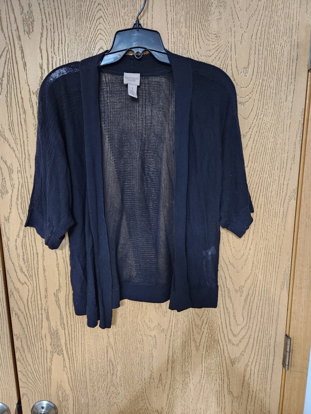 Chico's Black Short Sleeve Open Front Cardigan Size 1= 8-10 or medium